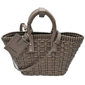 Balenciaga Bistro XS Basket Bag Enamel Gray Beige Tan Handbag Shoulder